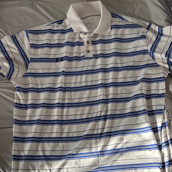 Under Armour Men's Polo Shirt Set - Blue, Red, and White Striped bundle XL - Picture 4 of 5